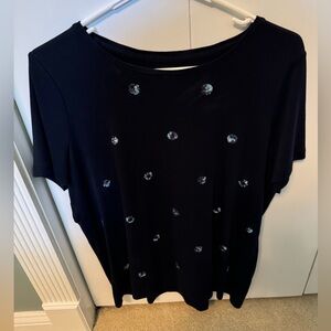 Talbots Navy Blue Knit Top 1X Like New Condition